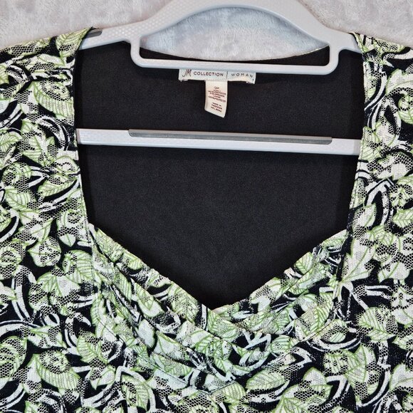JM Collection Womans 3X Floral Lace blouse Black/Green lined Office casual - Picture 12 of 14